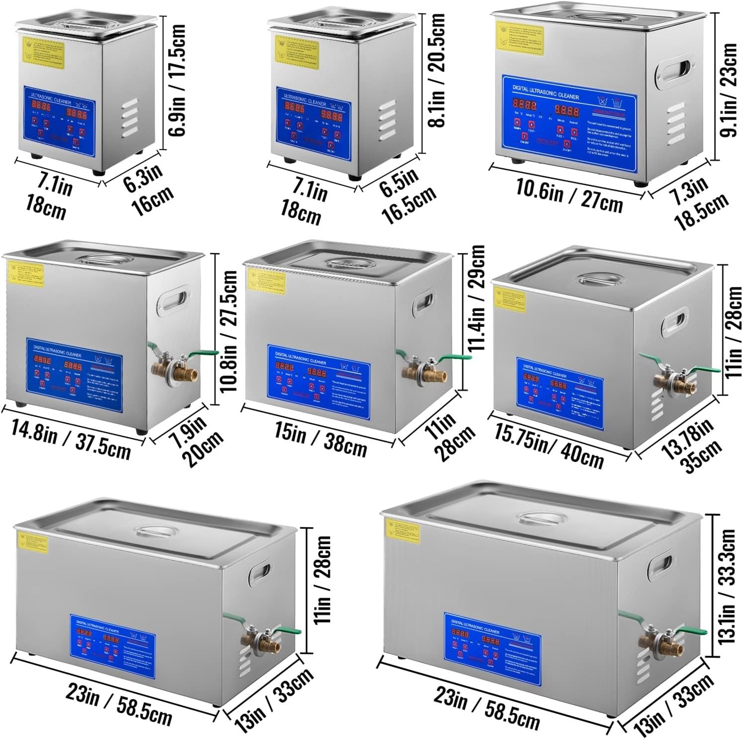 Nettoyeur à ultrasons - multi-tailles 1.3L à 30L - lave-vaisselle portable, stabilité assurée - 2XL