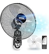 Duronic FN55 Ventilateur mural 60 W | 3 vitesses avec télécommande | 5 pales ultra silencieuses...