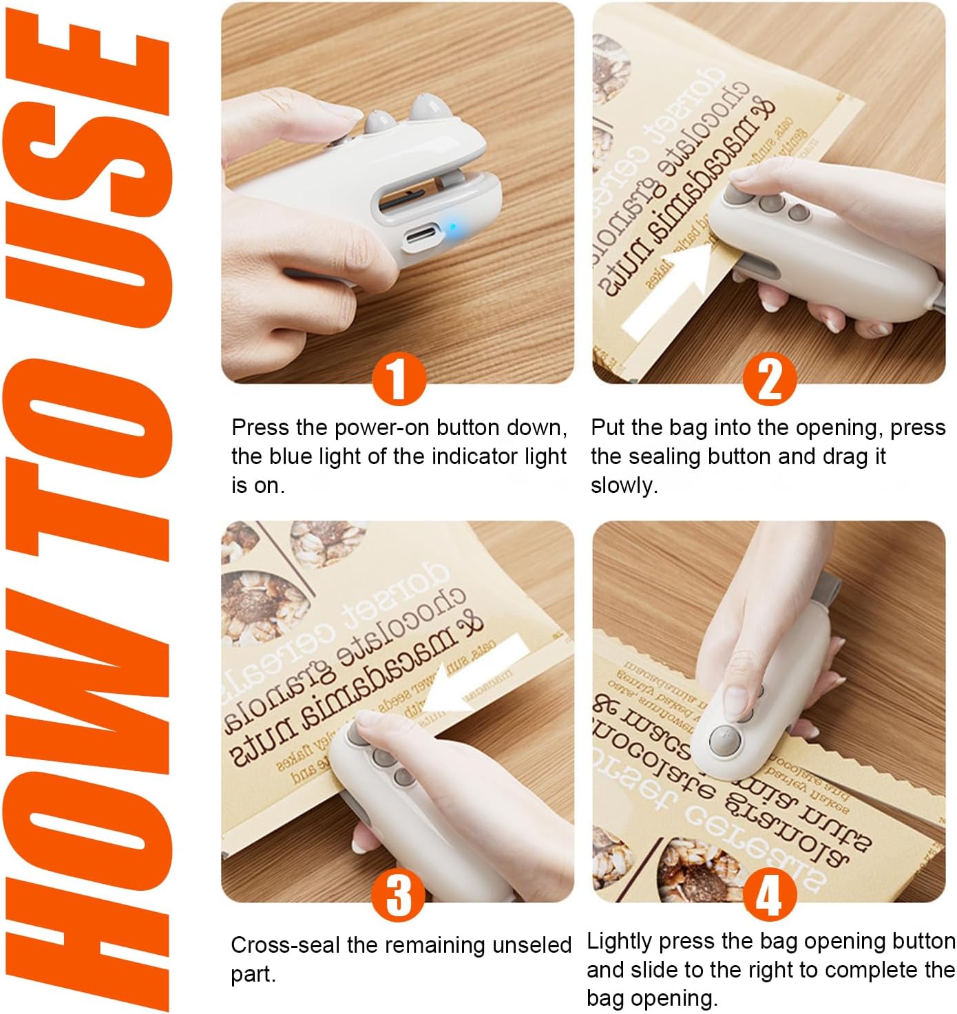 Scelleuse portable 2-en-1, compacte, rechargeable, coupe et scelle