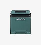 Le texte indique « IGLOO ». Glacière de couleur bleu/vert présentée sous plusieurs angles, dotée d'un design moderne et élégant avec couvercle à chargement par le haut.