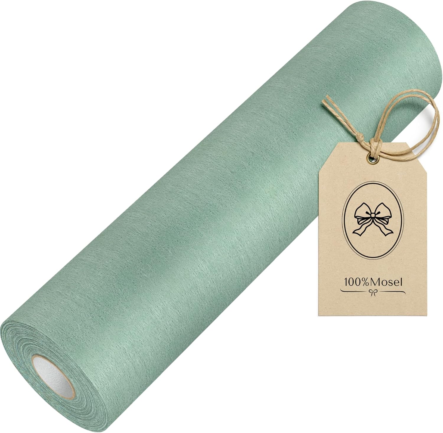 100%Mosel - Chemin de table, vert eucalyptus - 30x2500cm - non-tissé décoratif pour fêtes