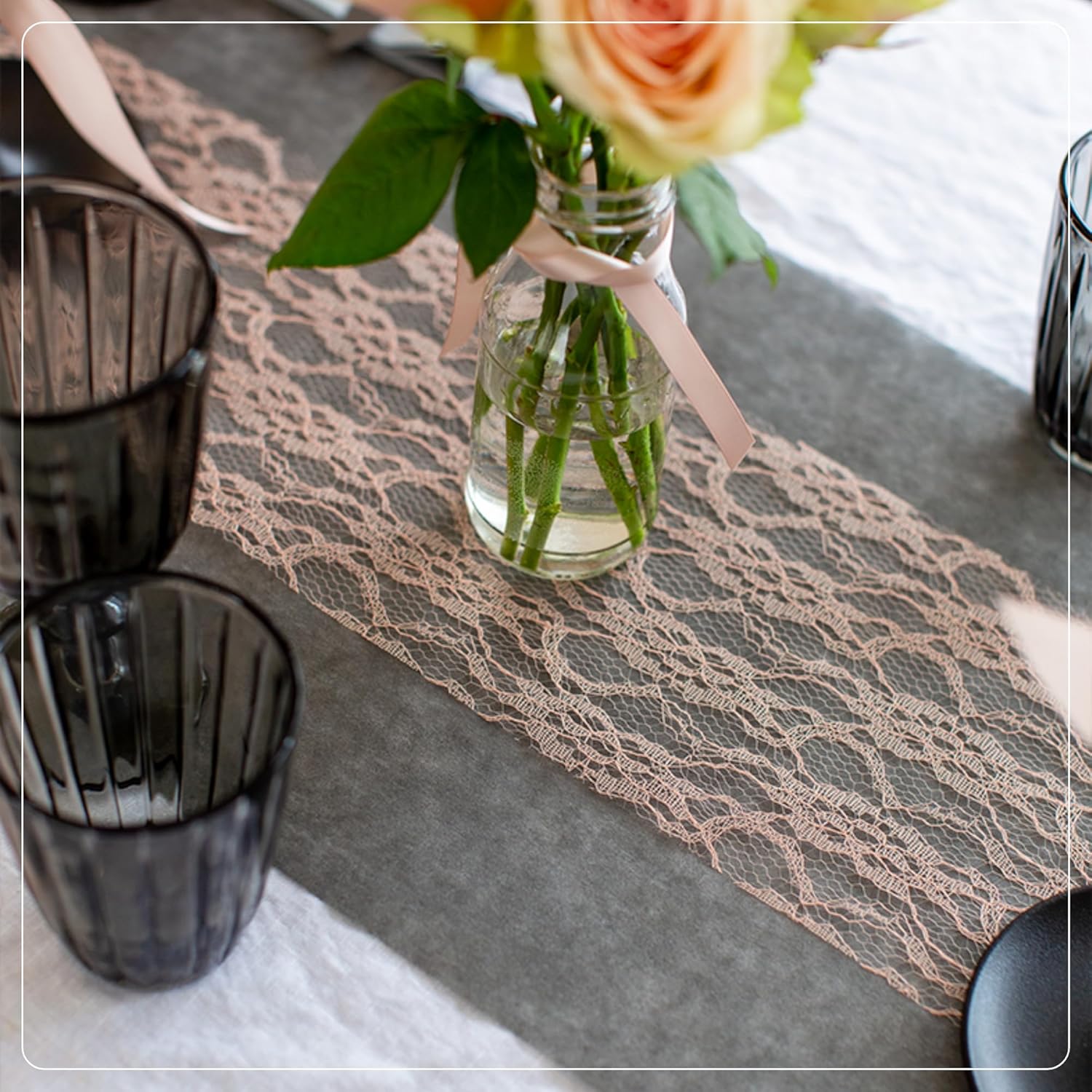 100%Mosel - Chemin de table non-tissé anthracite - 30x2500cm - décorations événements