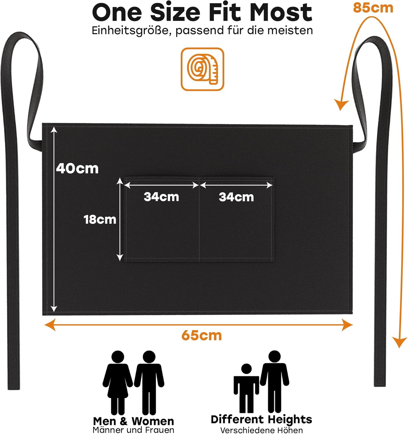 LEFUNDA - Tablier cuisine réglable, 3 poches, étanche, pour homme/femme