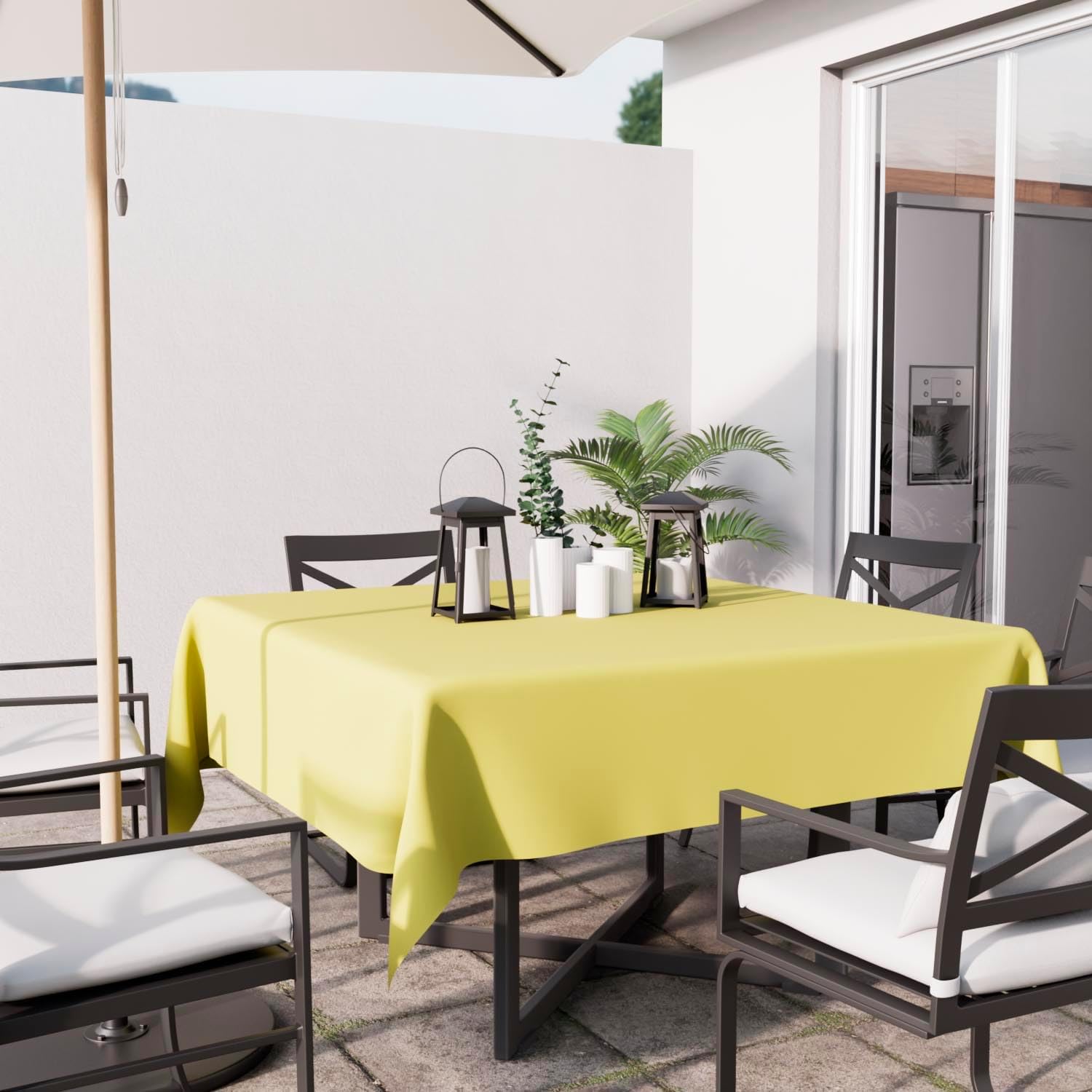 Soleil d'Ocre - Nappe carrée anti-tâches - 180x180 cm - polyester vert citron