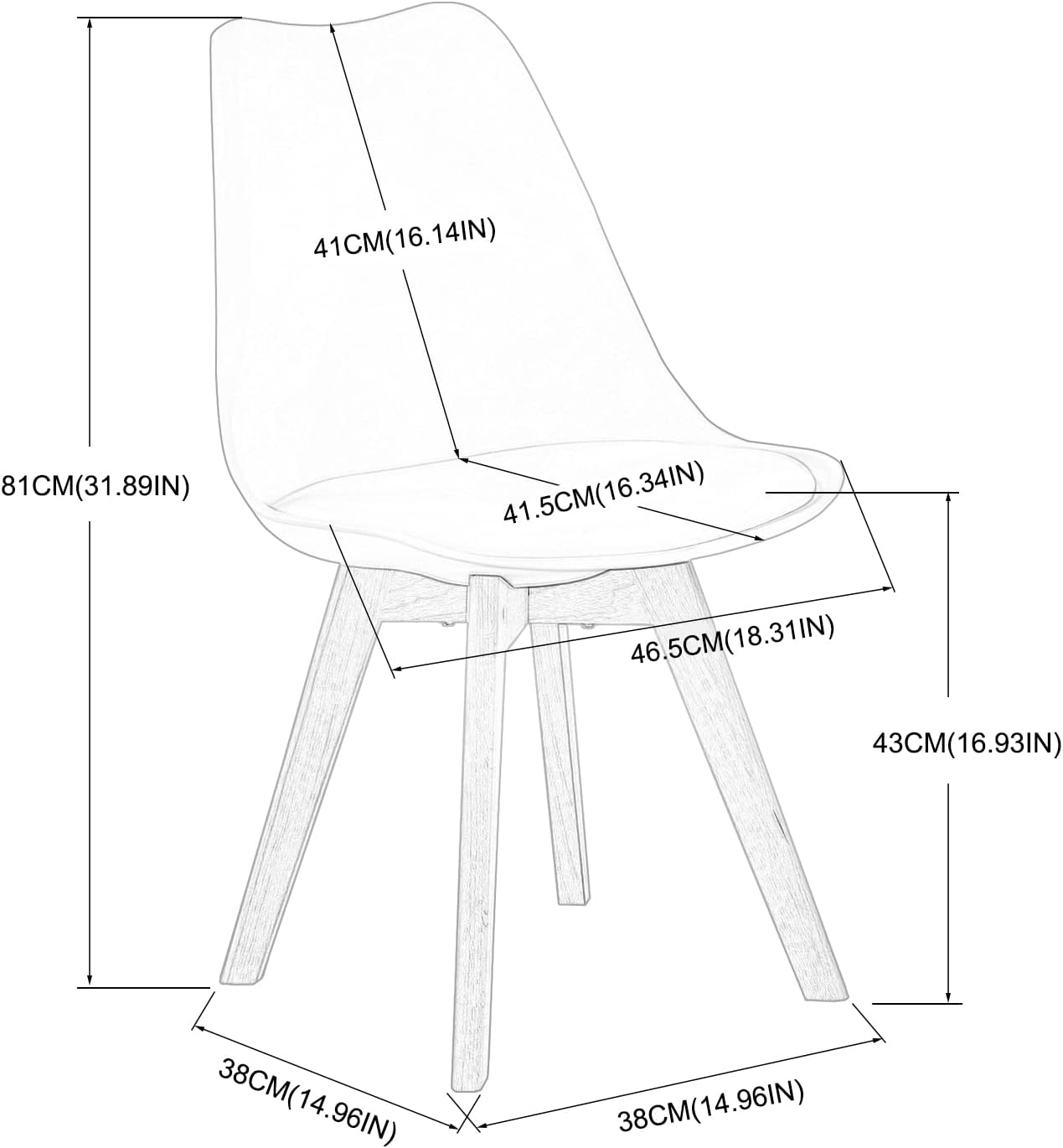 EGGREE - Chaises Scandinaves lot de 8, hêtre massif, SGS tested, noir