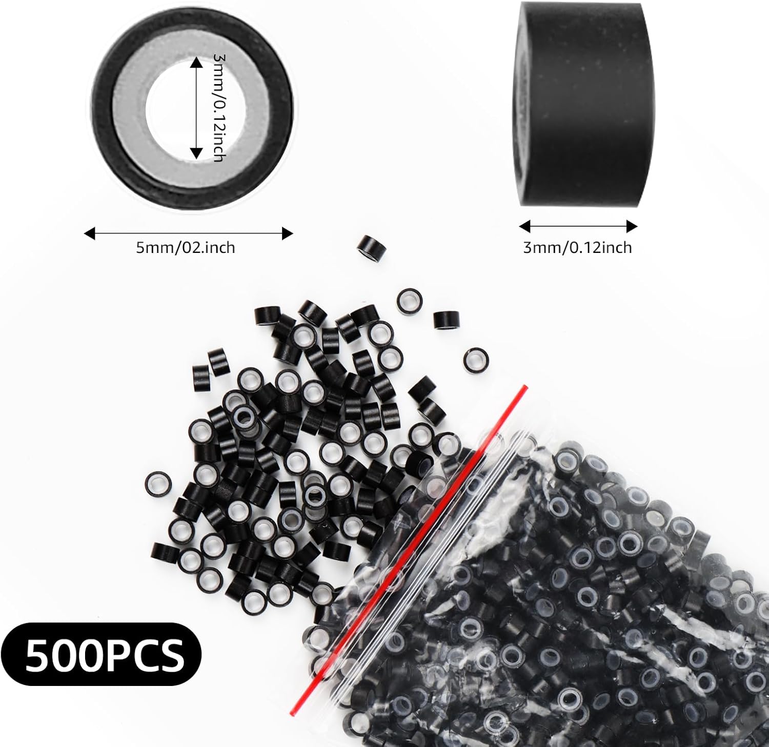 Kit d'outils pour extensions de cheveux, 500 micro anneaux, 5mm, accessoires essentiels pour pose et retrait