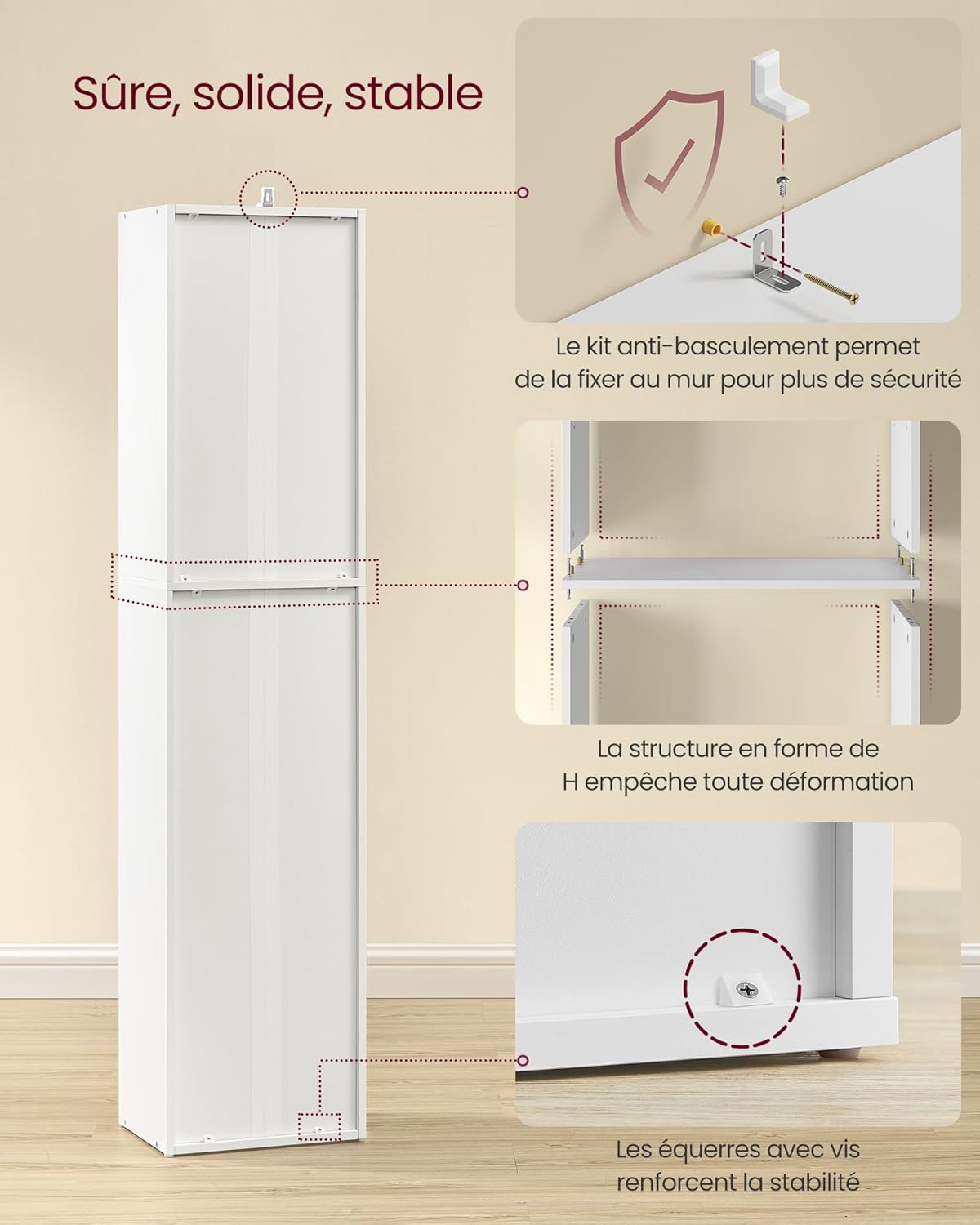 VASAGLE - bibliothèque 5 niveaux - 24x30,2x134,2 cm - rangement ouvert - LBC419W01