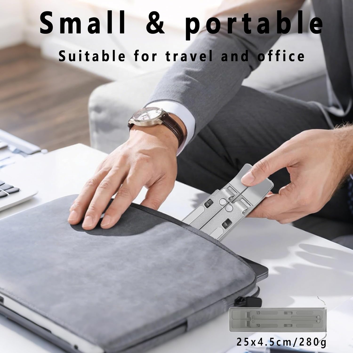 AiTodos - Support ordinateur portable pliable alu léger - 6 réglages, ventilation, compact, argent