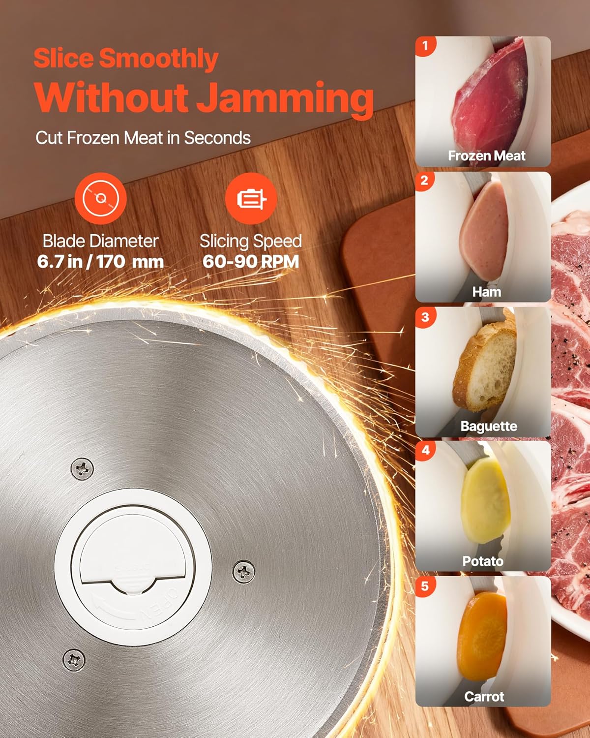 VEVOR - trancheuse électrique 180W, lame 170mm, épaisseur réglable