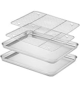 Velaze Lot de 2 plaques de cuisson avec grille de refroidissement en acier inoxydable, plaque de cuisson rectangulaire