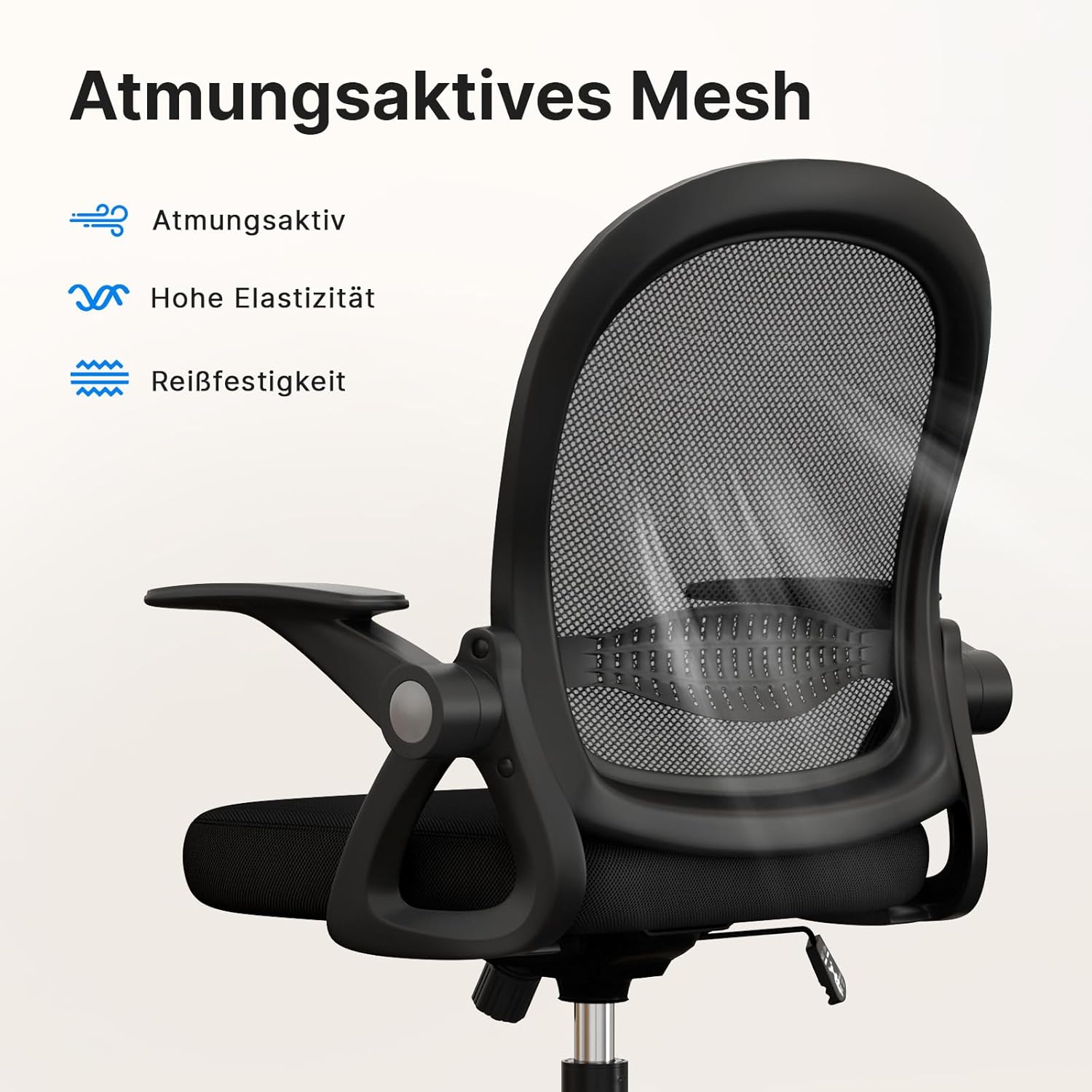 Naspaluro - chaise de bureau ergonomique - accoudoirs rabattables, maille respirante, hauteur réglable, pivotante 360°