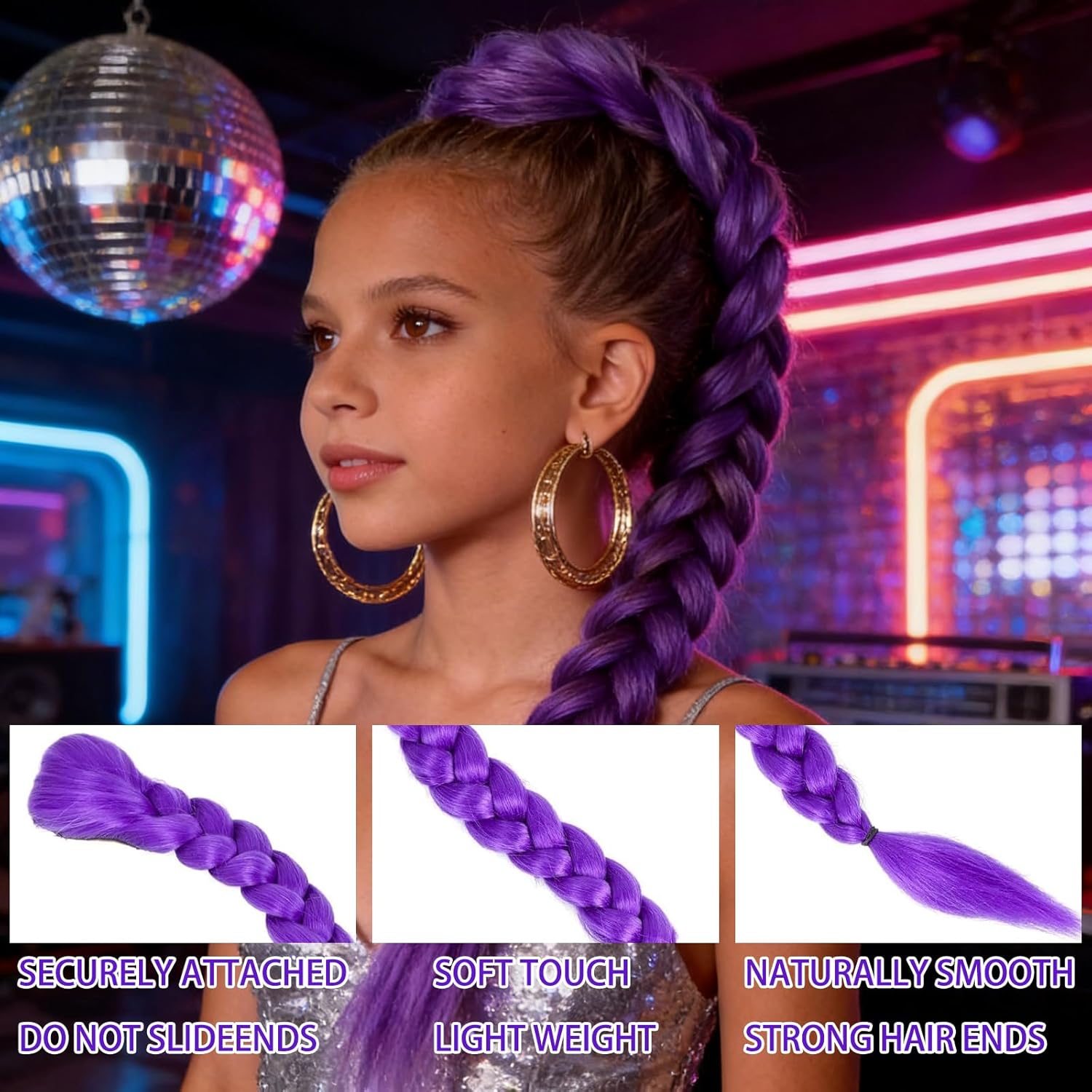 Extension de cheveux tressée violette 26