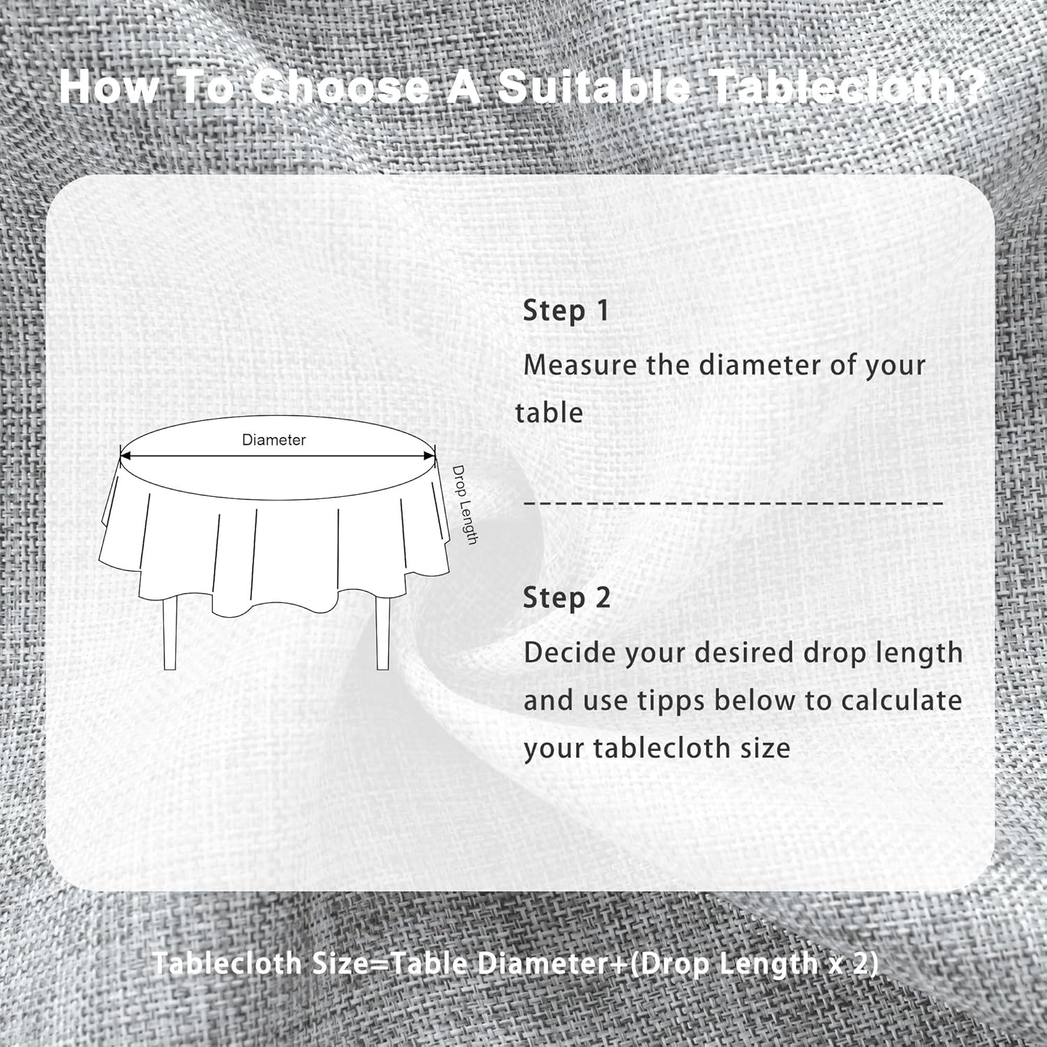 DWCN - nappe ronde effet lin 180 cm - imperméable, anti-tache