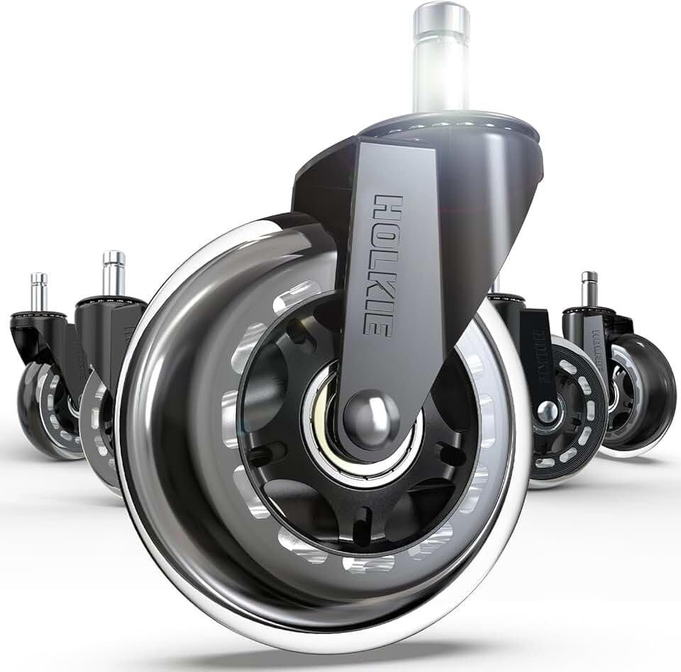 HOLKIE - roulettes chaise bureau - 11x22mm - caoutchouc robustes pour sols durs et tapis