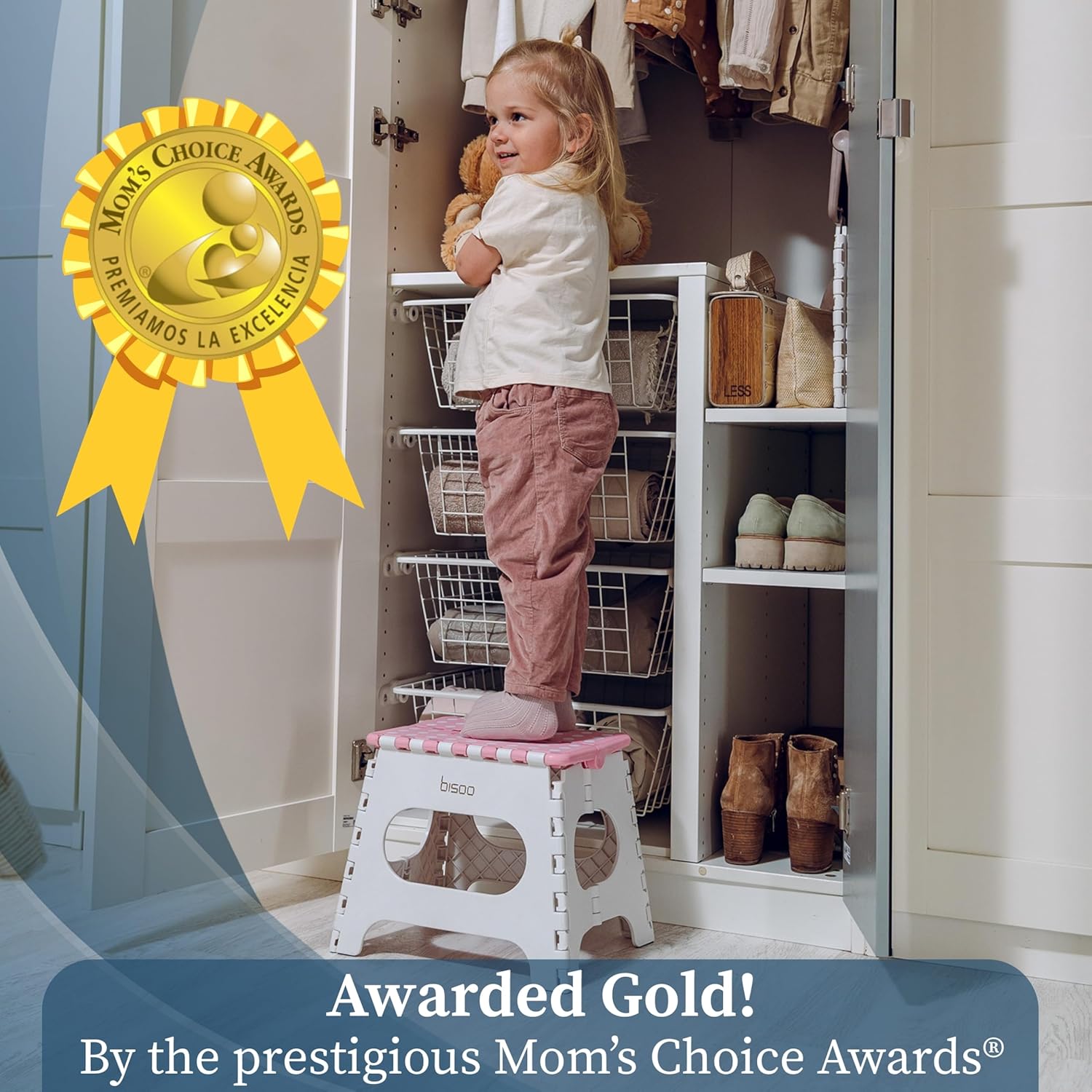 Bisoo - Tabouret pliable enfant - 27cm - WC portable, sûr, rose