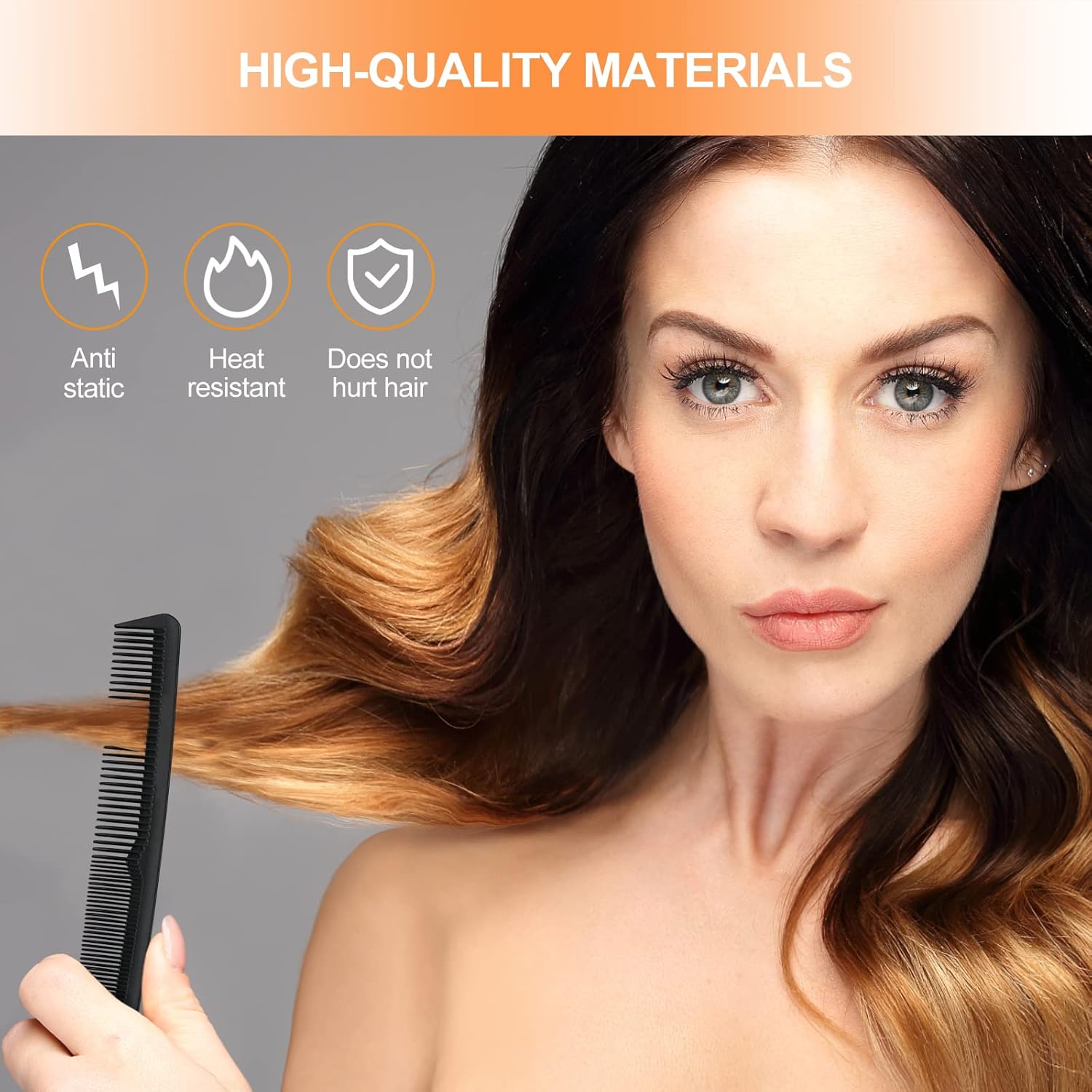 Peigne cheveux - Set 3 peignes carbone - fins, antistatiques, salon, homme