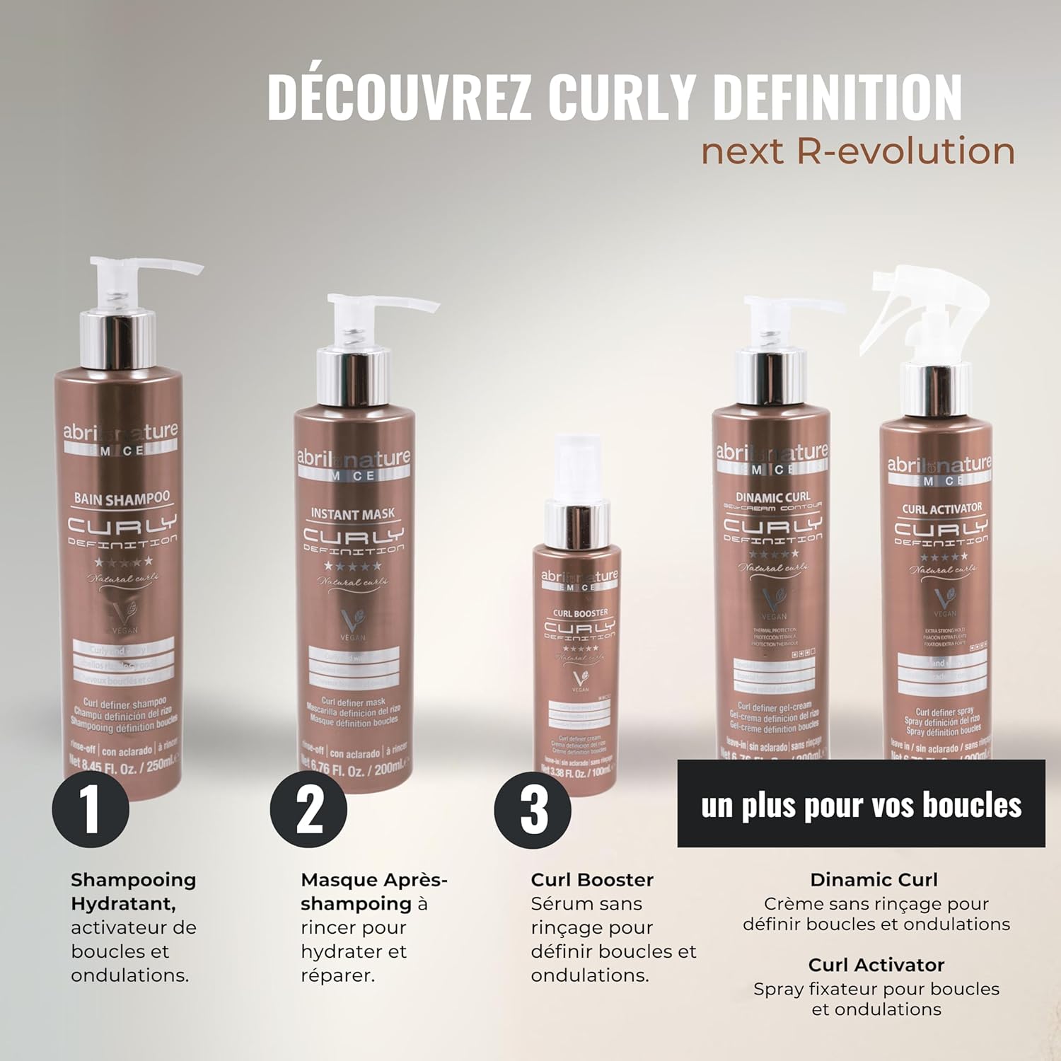 abril et nature - Curly Definition Pack - 550 ml - routine bouclée, protection chaleur