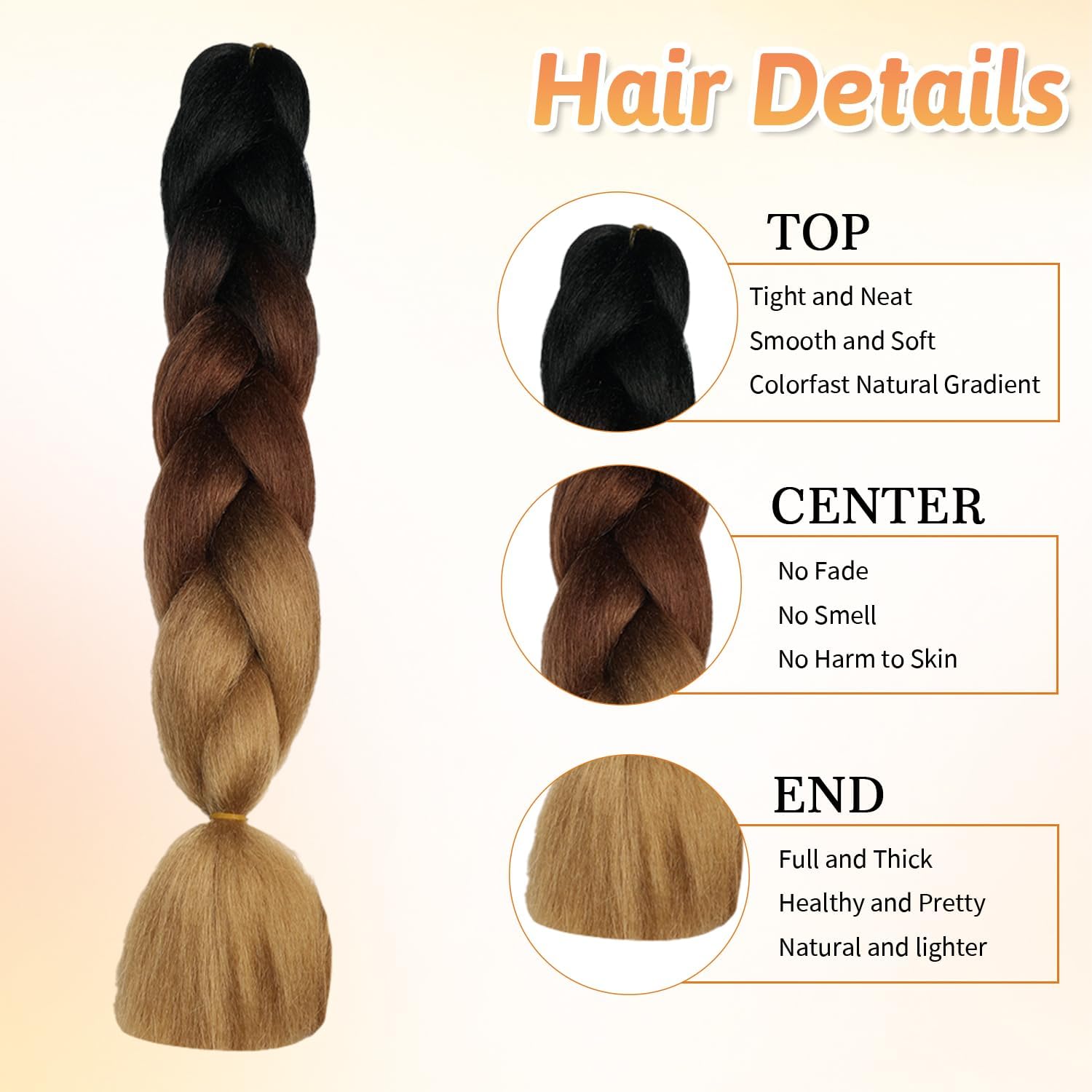 ShowJarlly - extensions synthétiques - 60 cm - tresses africaines