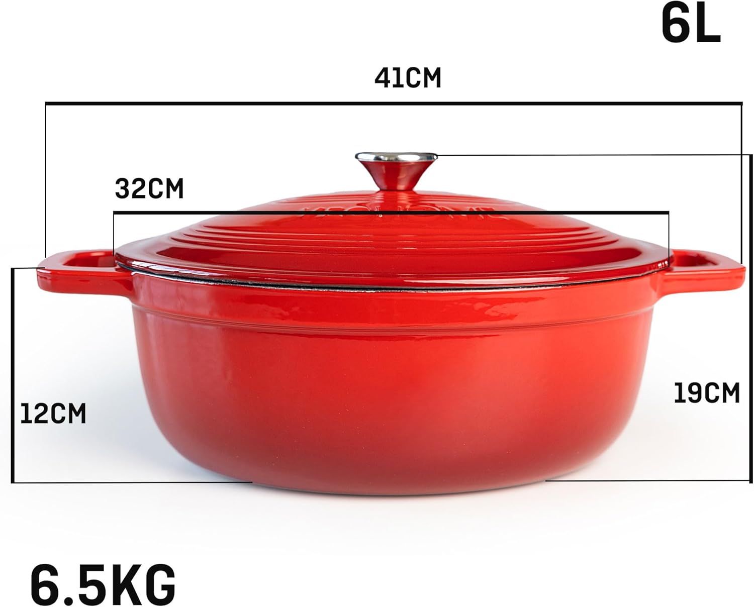 VeoHome - cocotte fonte émaillée 6L ovale - cuisson homogène - compatible induction/gaz/four