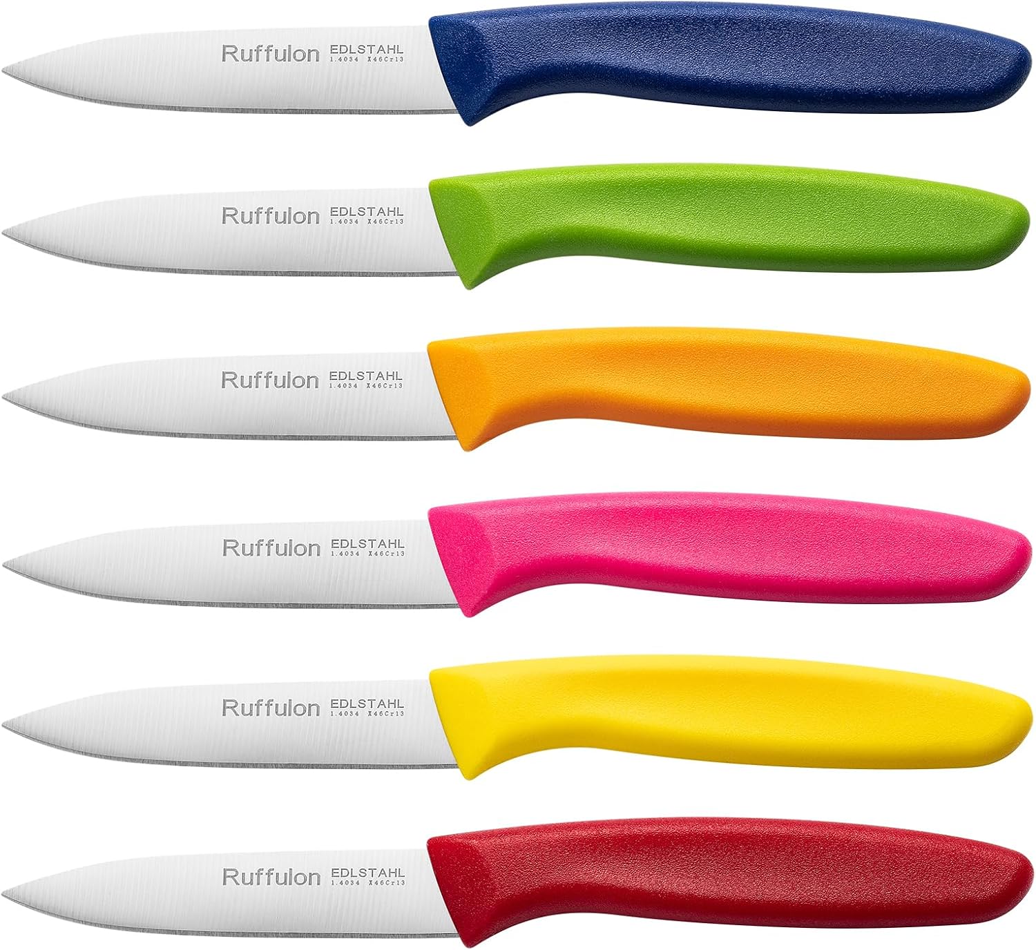 Ensemble de couteaux de cuisine - inox - 6 pièces - manches ergonomiques colorés