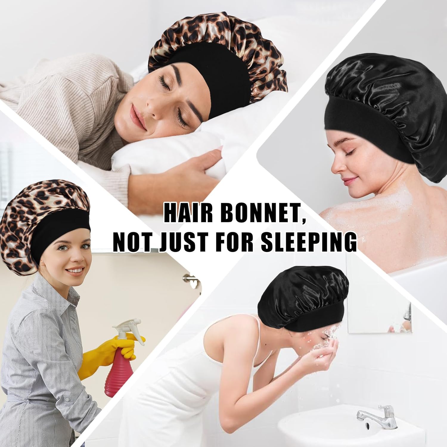 Bonnet Satin Cheveux Nuit - bonnet élastique - soin cheveux - confortable
