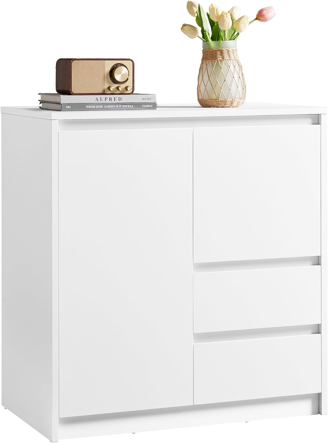 VASAGLE - buffet moderne, 40x70x74,5 cm, porte, étagère réglable, BBK243W01V1