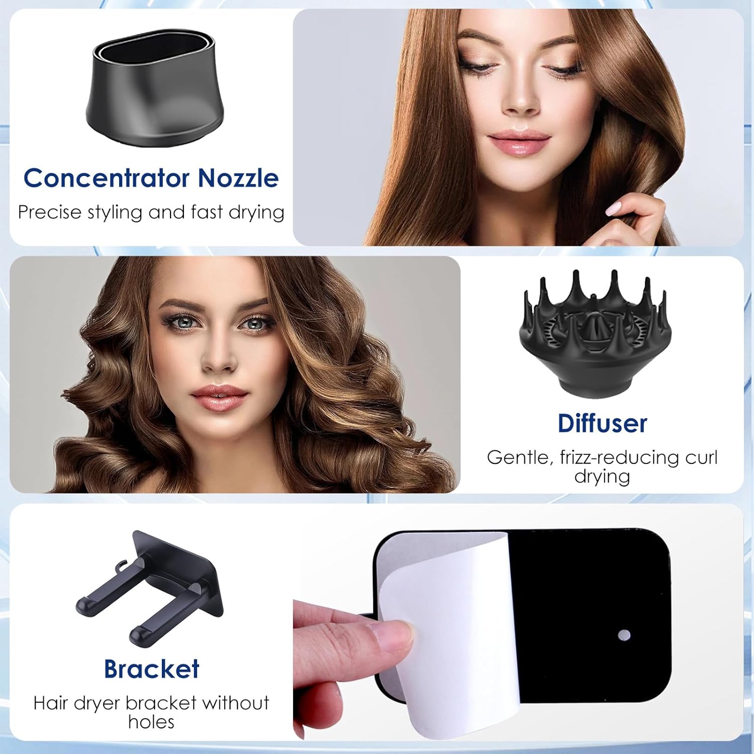 Sèche-cheveux professionnel - 2200W - 4 modes - ions - diffuseur - Gris 1