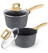 GiPP Lot de 2 casseroles, 16/18 cm, petite casserole avec revêtement anti-adhésif en granit, coco...