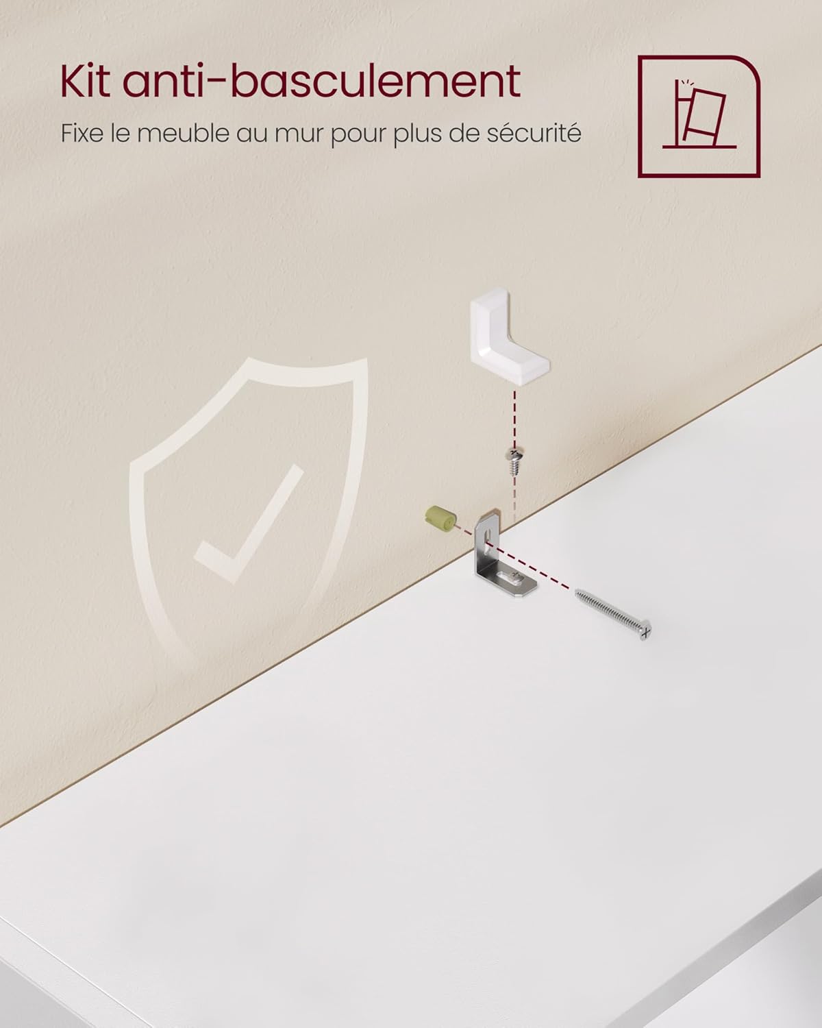 VASAGLE - étagère 4 niveaux - 24x60x107,7 cm - rangement blanc LBC164T14