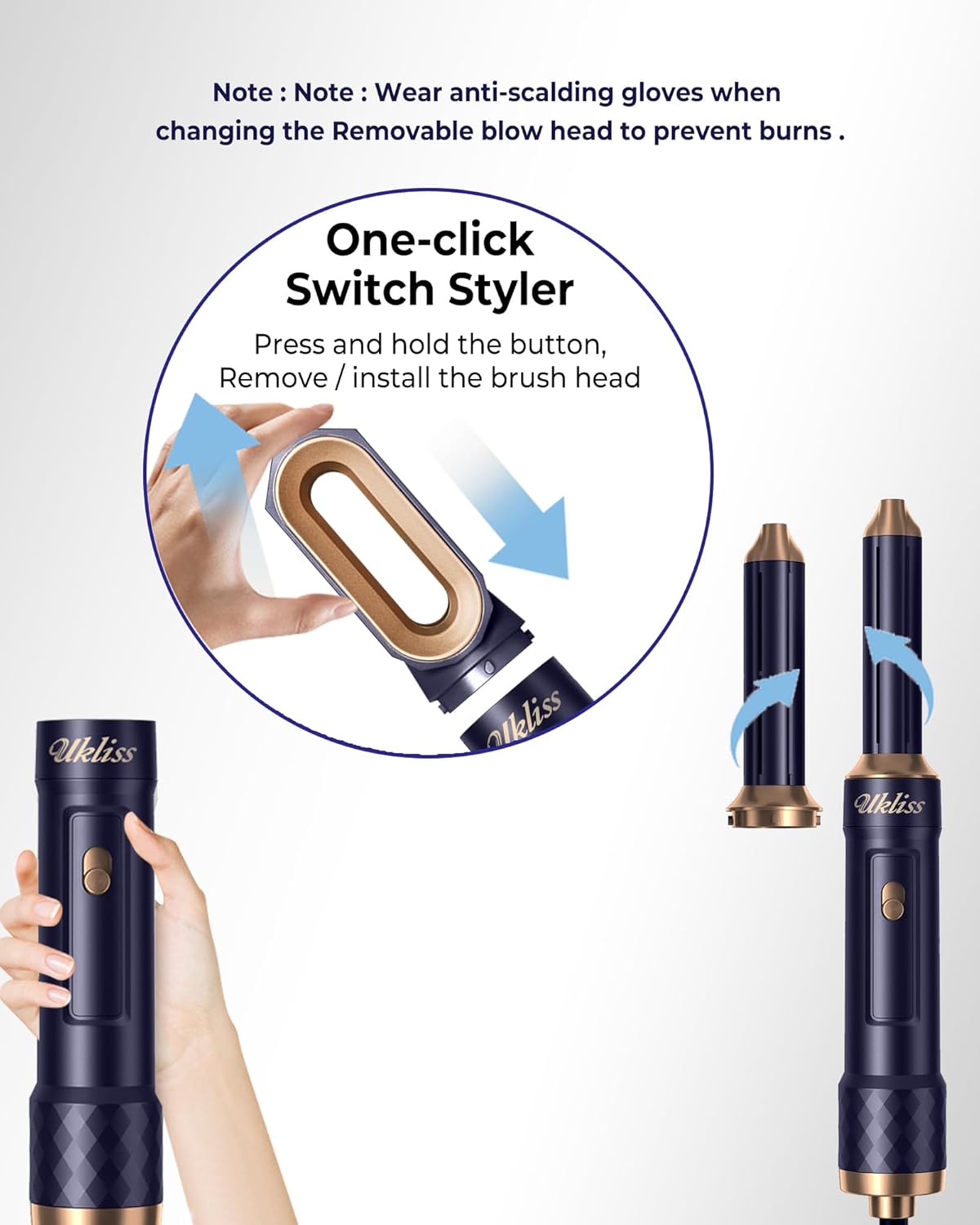UKLISS - Air Styler 6 en 1 - brushing ionique, boucleur, lisseur