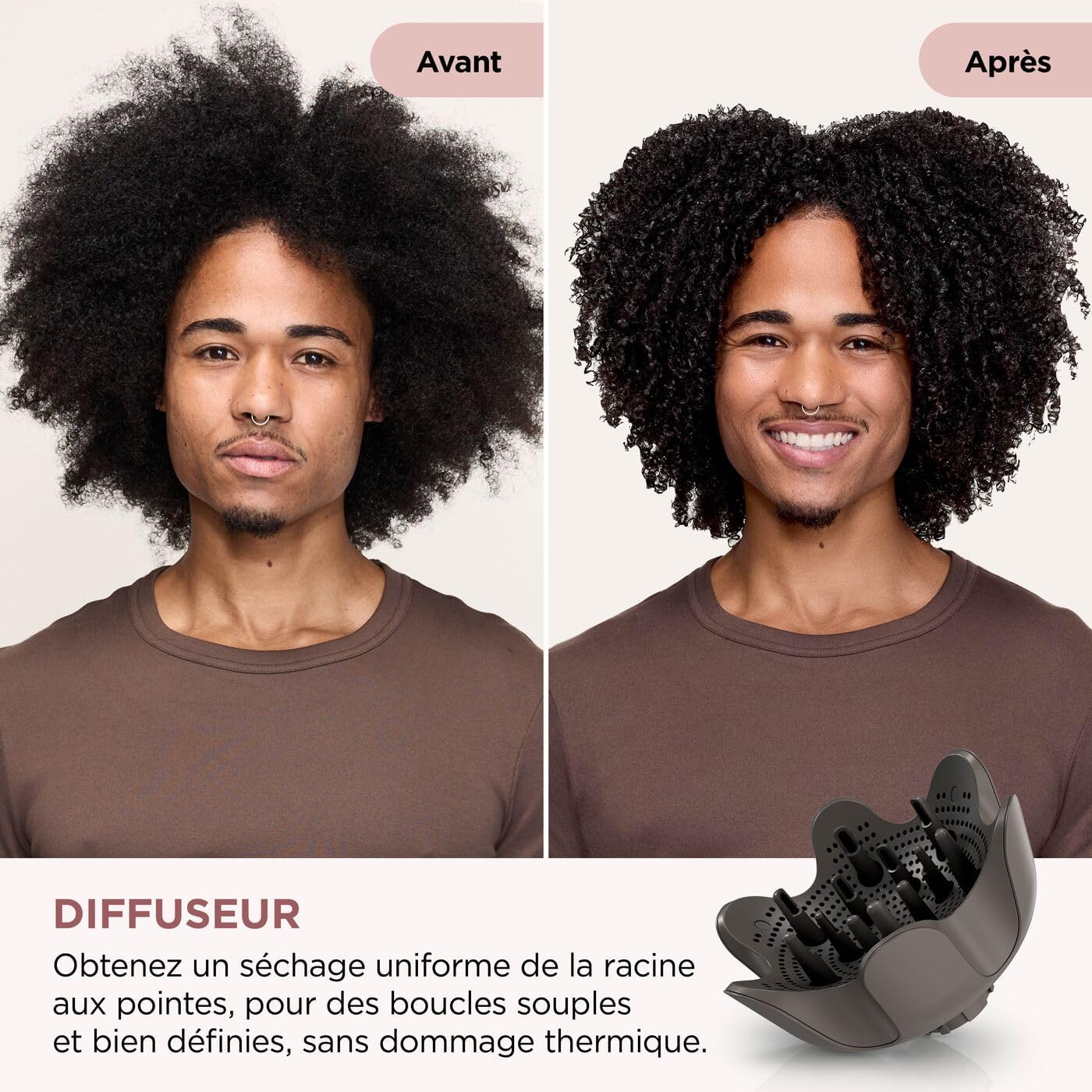 Shark - sèche-cheveux SpeedStyle Pro Flex, léger, ionique, poignée pliante, 4 embouts, moka argent, HD542EU