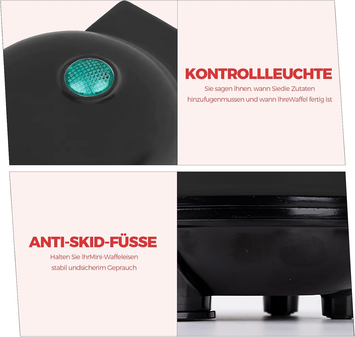 Mini gaufrier - design rétro - surface antiadhésive - format compact