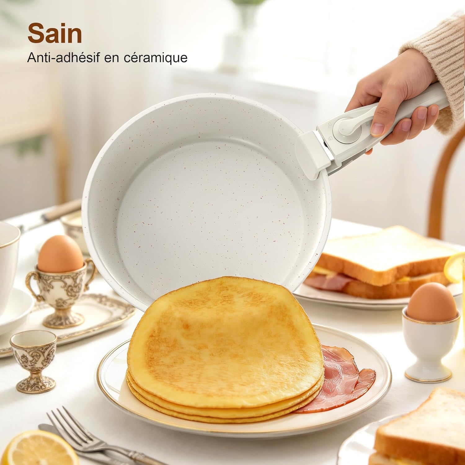 Zyronem - batterie cuisine 13 pièces céramique induction poignées amovibles