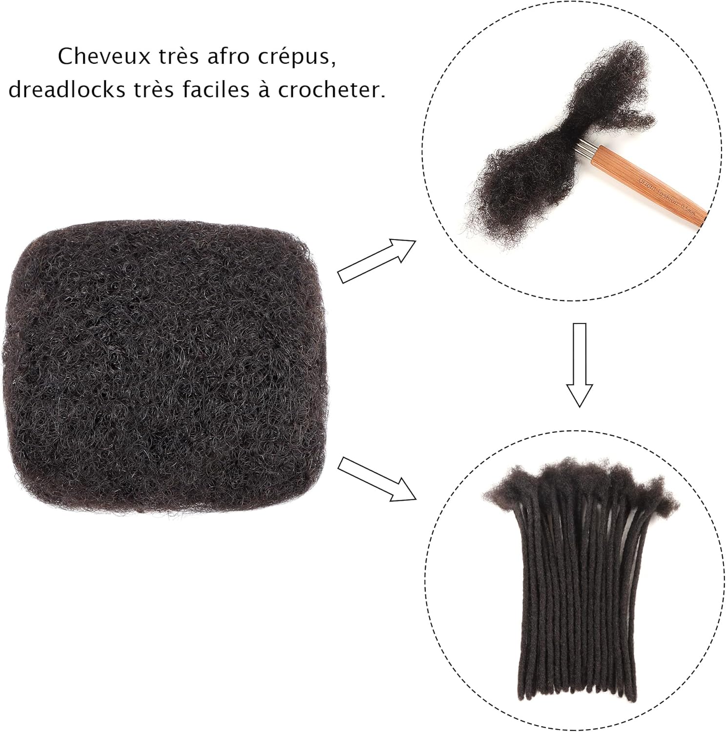 Extensions cheveux naturels - afro kinky bulk, 8