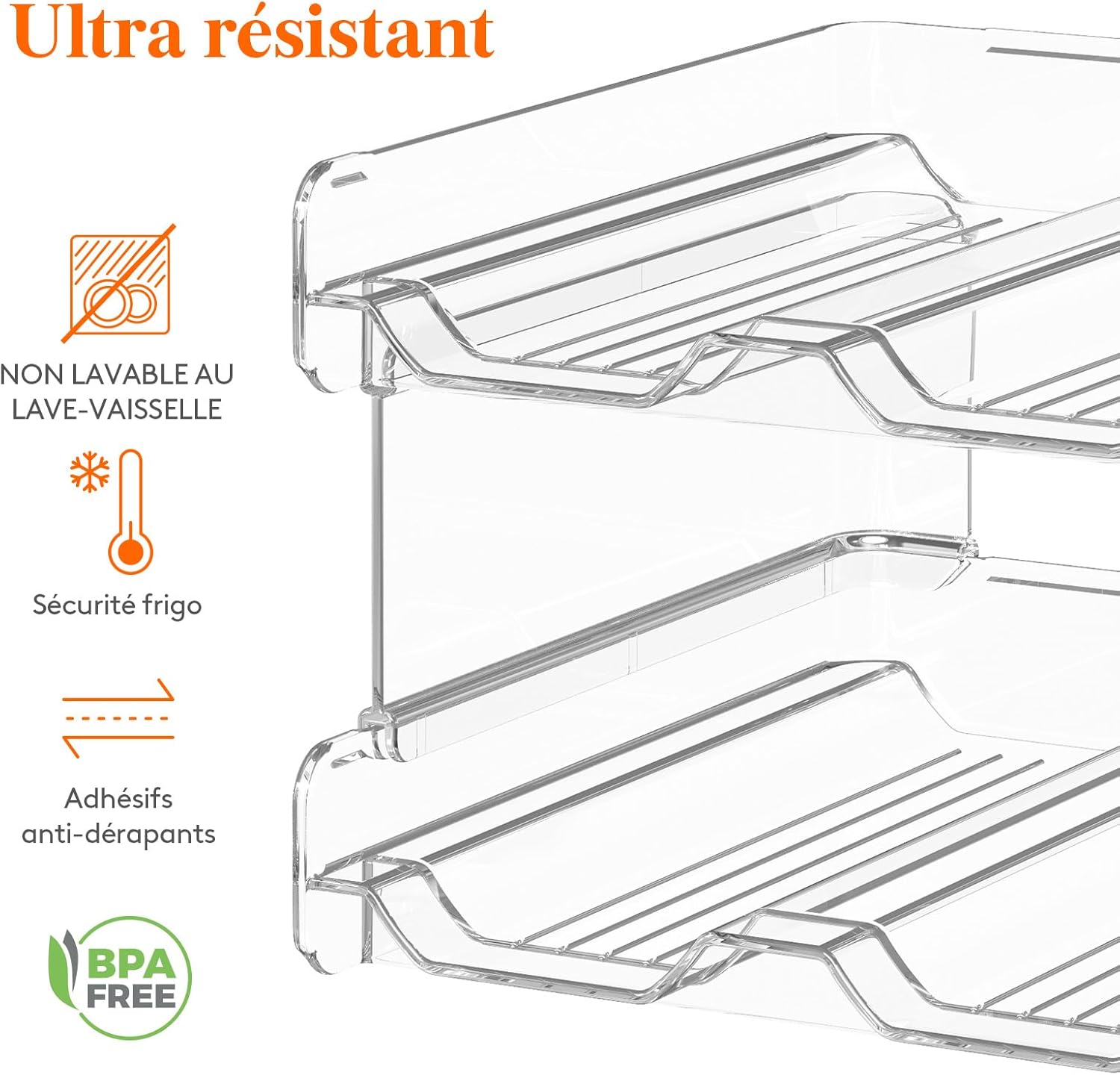 Lifewit - casier à vin empilable - lot de 2, 8 bouteilles, plastique transparent