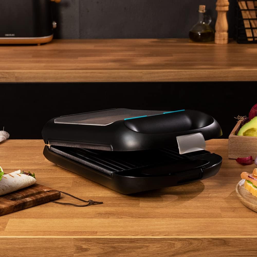 Cecotec - Rock'nToast Family - grill 1500W, inox, antiadhésif, ouverture 180°