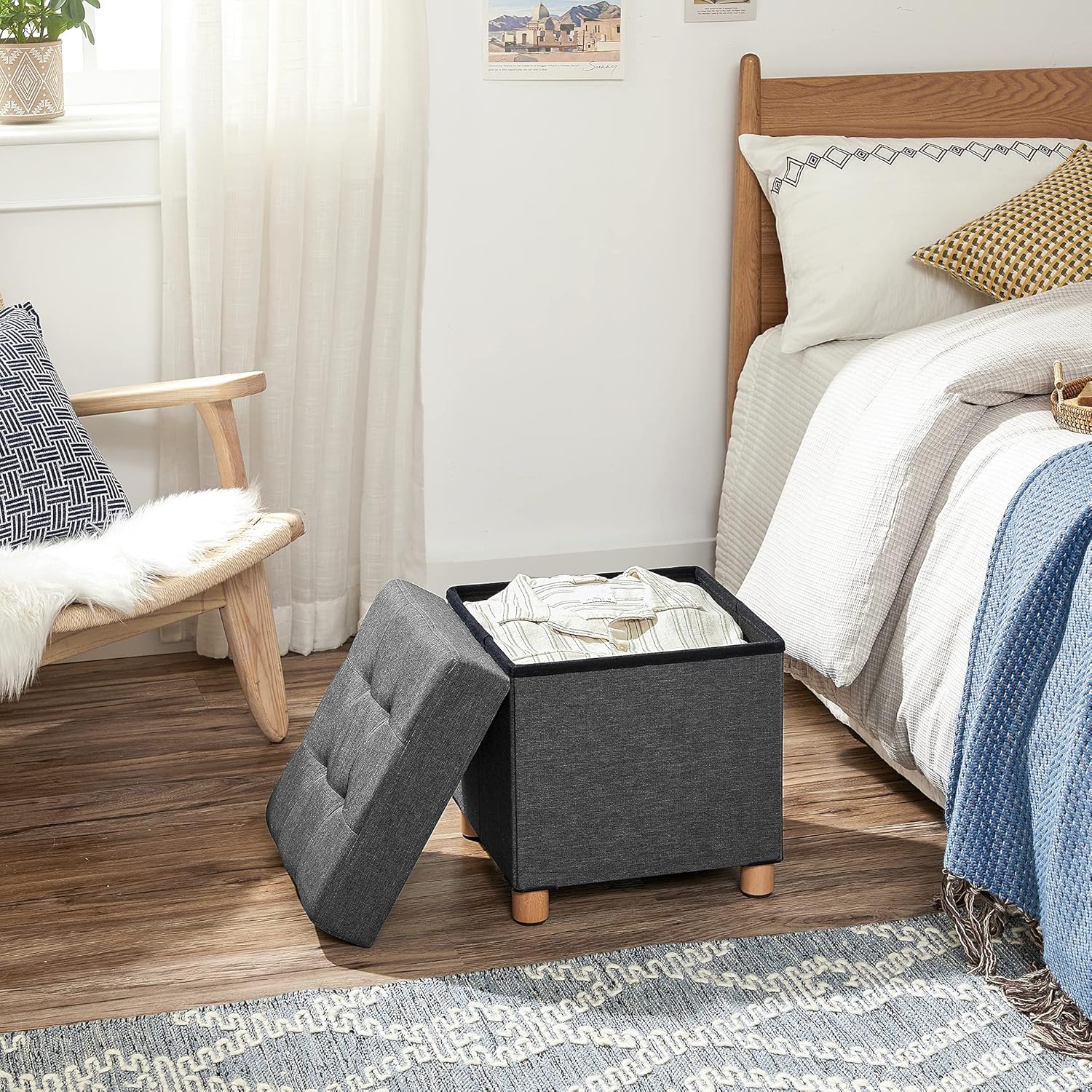 SONGMICS - tabouret pliable 38x38x40cm, rangement, 300kg - LSF14GYZ