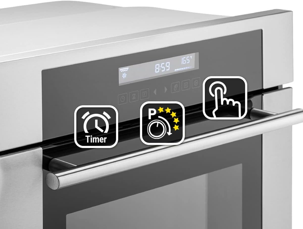 Four encastrable 60 cm - 70L, 3,3kW, gril, air chaud, double vitrage, EB8015ED