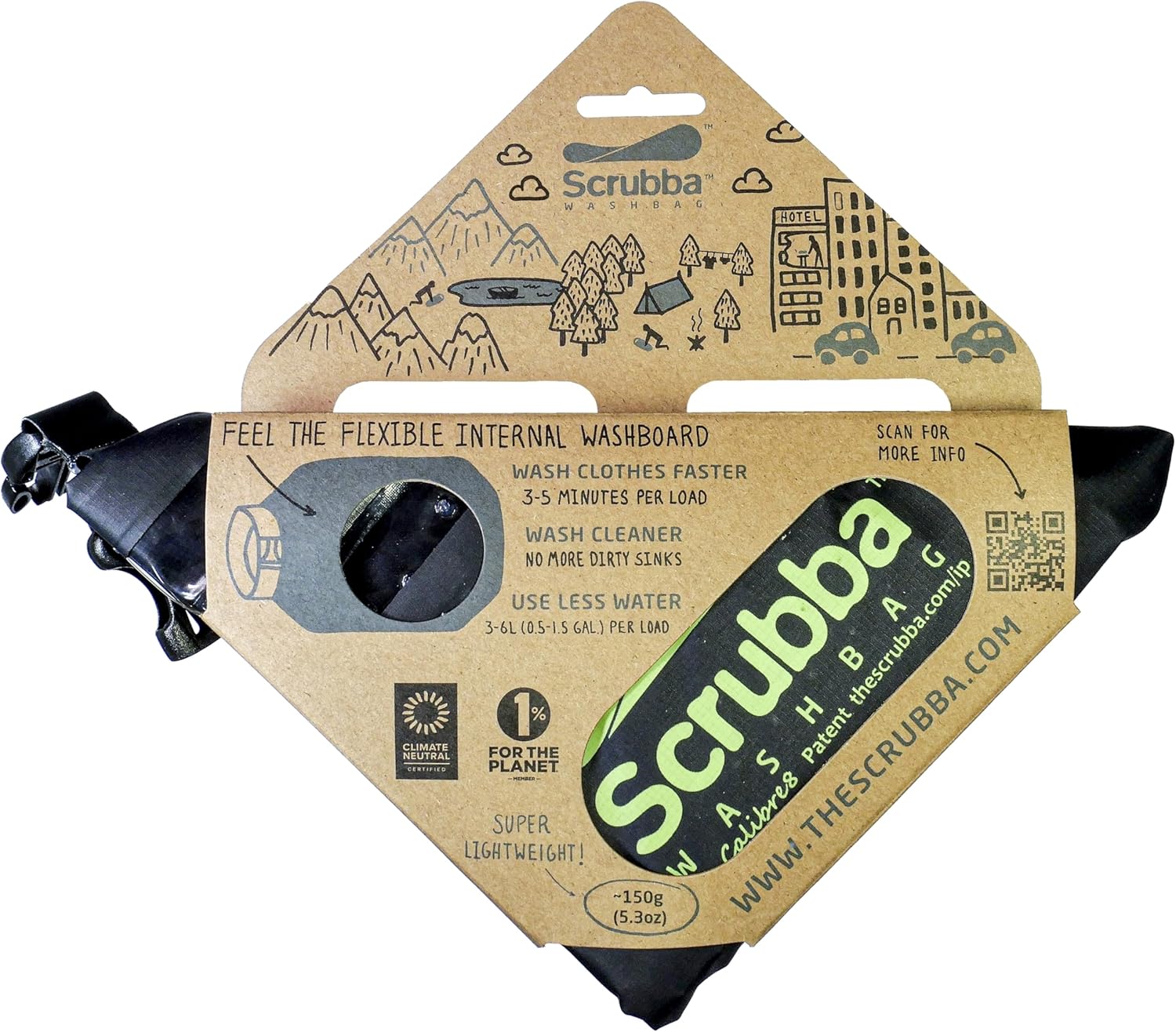 Scrubba - Sac Lave-Linge Portatif 2.0 - compact, étanche, essentiel voyage