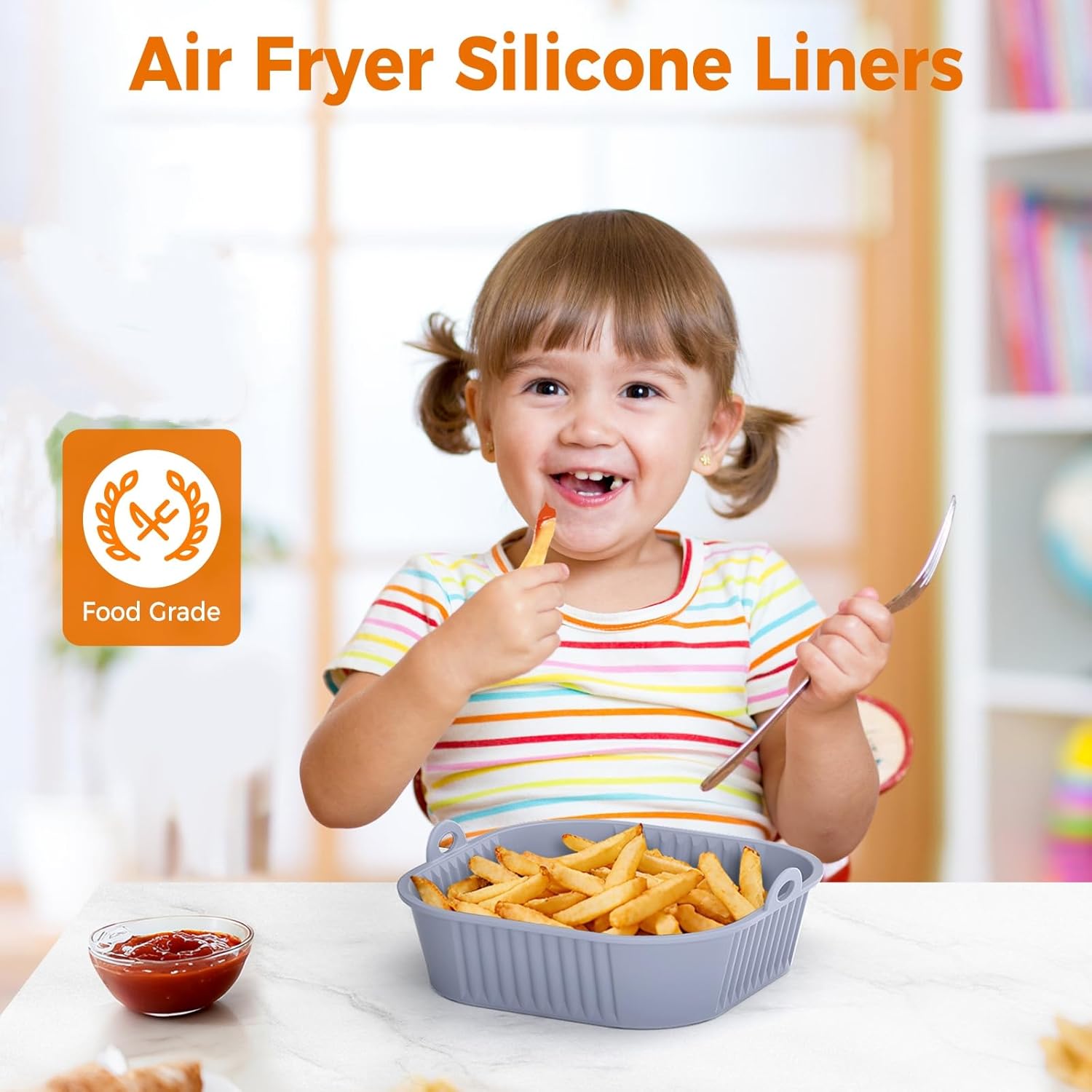 Diboniur - Moule silicone air fryer 5-8L - lot 2, réutilisable, gris/noir