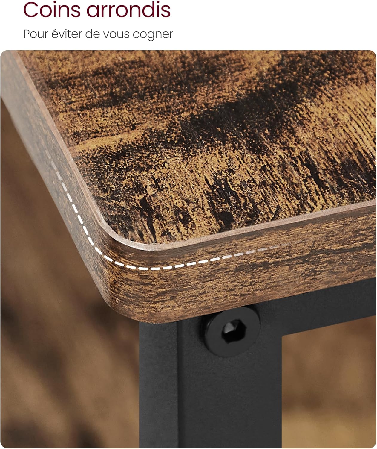 VASAGLE - étagère de boulanger - 120x60x90 cm - grand plan de travail, acier stable, marron rustique