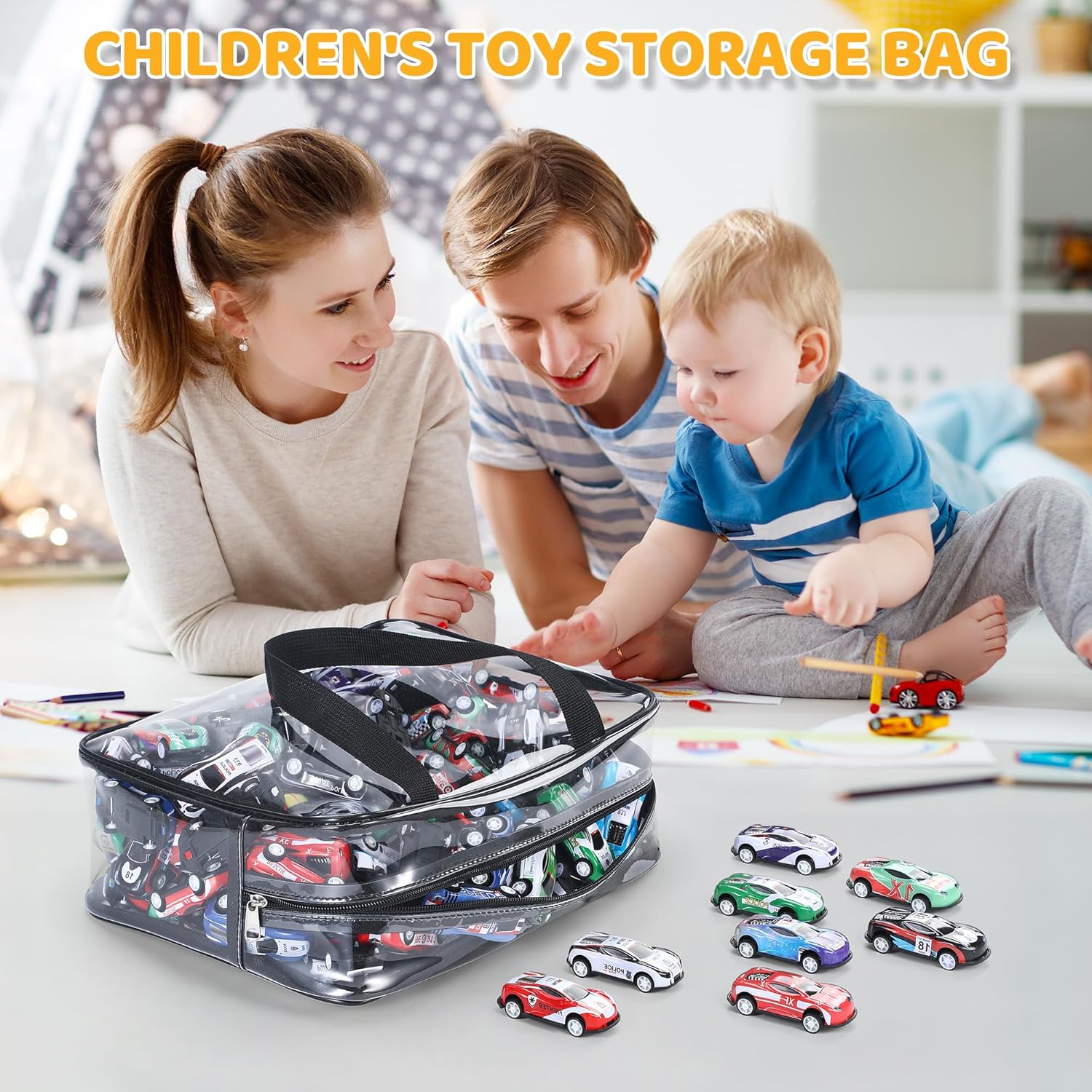 Sacs de rangement jouets enfants – 6 organiseurs voyage, blocs, noir