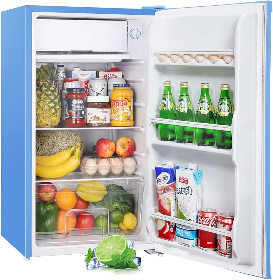 Upstreman - mini frigo 91L bleu, congélateur, thermostat réglable, BR321