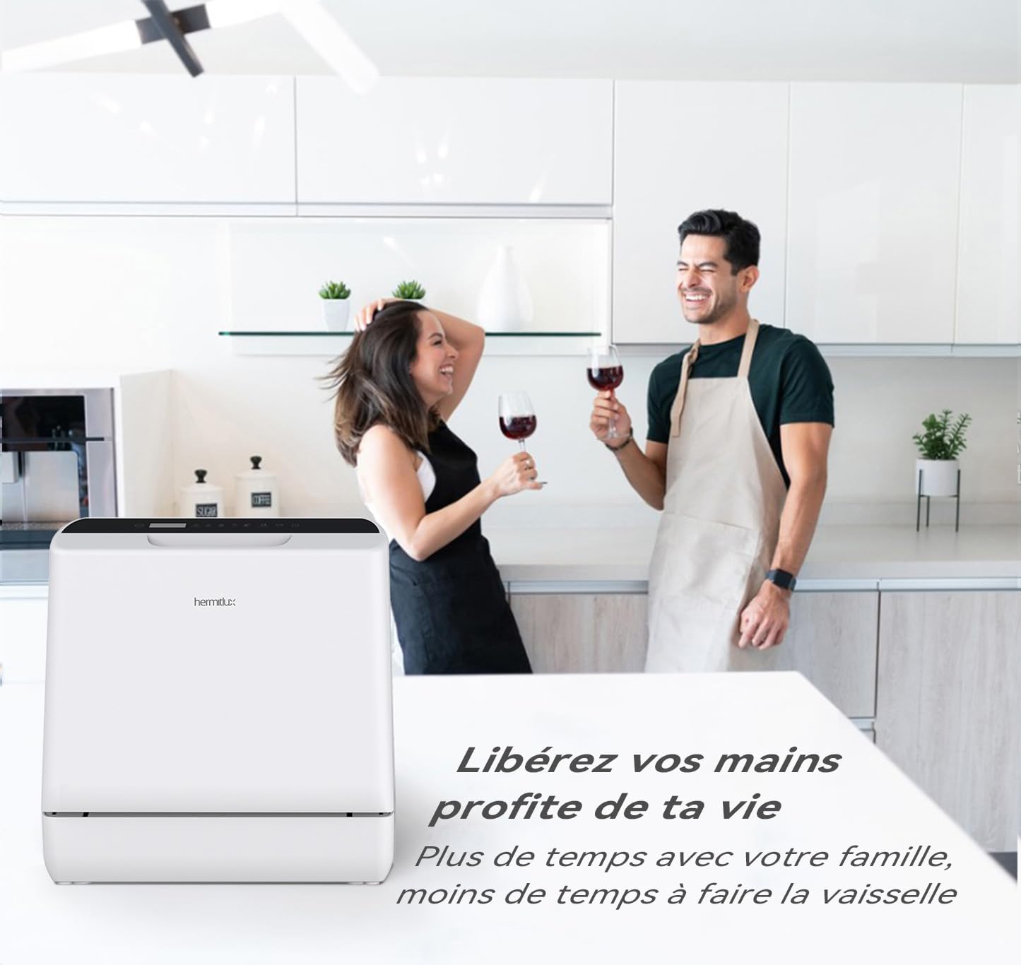 Hermitlux - mini lave-vaisselle 43cm - 4 couverts, robinet ou sans, 175 kWh/an