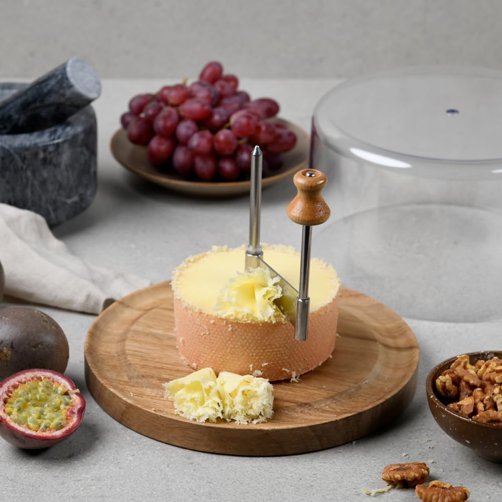 Kesper - trancheuse à fromage, bois d'acacia, 21,7 cm, capot transparent, idéale tête de moine