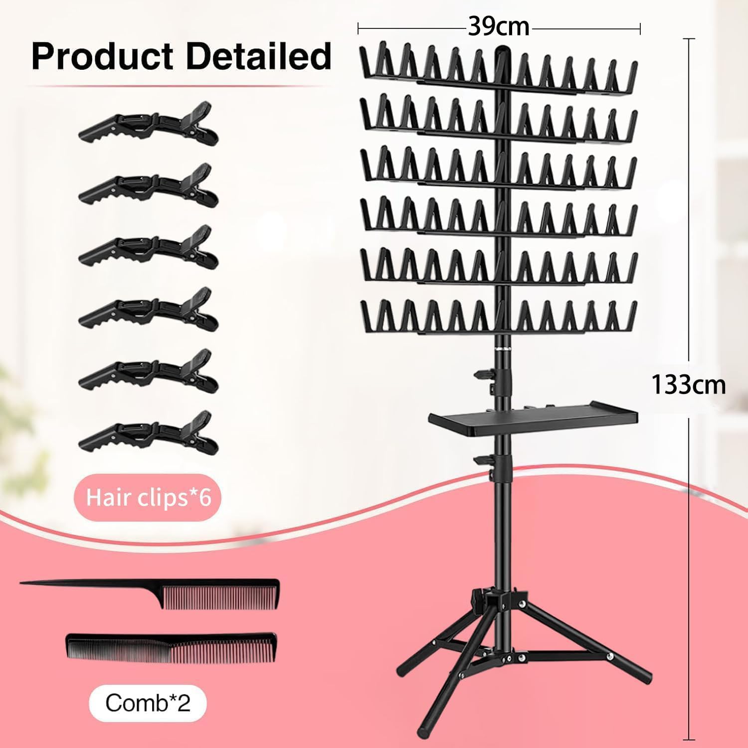 Gresonic - support coiffure professionnel - plateau perruques, 144 pinces