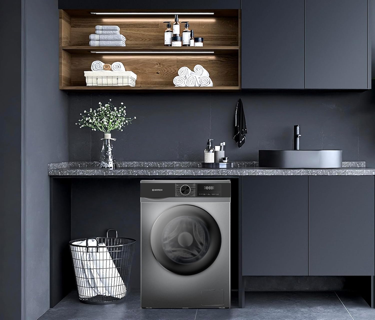 GEDTECH - Lave-linge frontal 12kg, 1400 tr/min, Classe A-20%, 16 programmes GLL121400DG