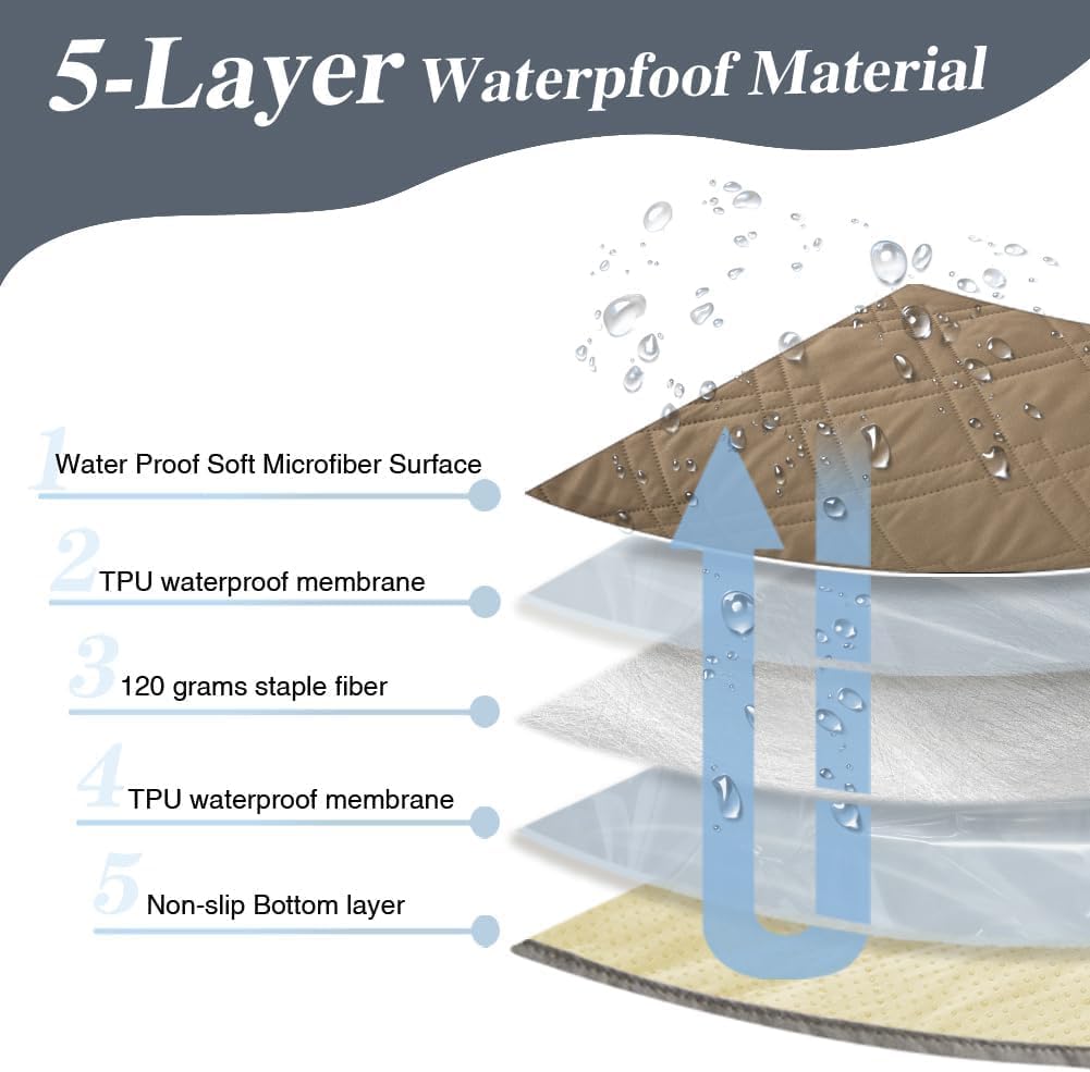 DUJUIKE - housse canapé imperméable, antidérapante, 76-180 cm, Brun DUJUIKE