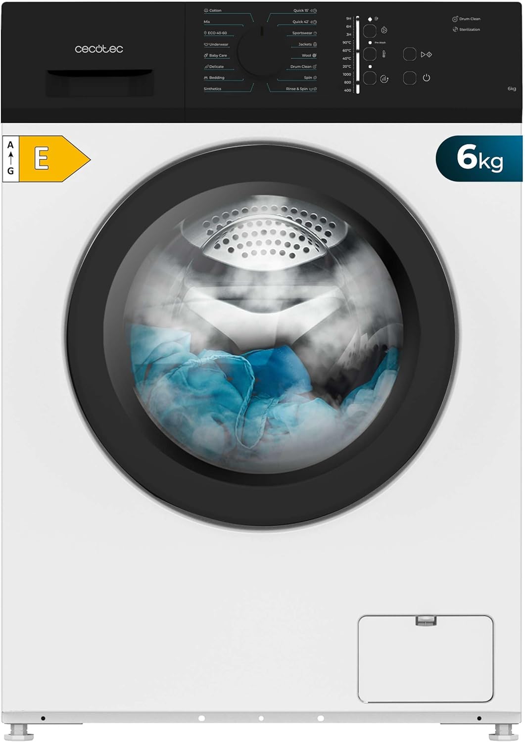 Cecotec - DressCode 620 E - 6 kg, 1000 RPM, 15 programmes, faible conso
