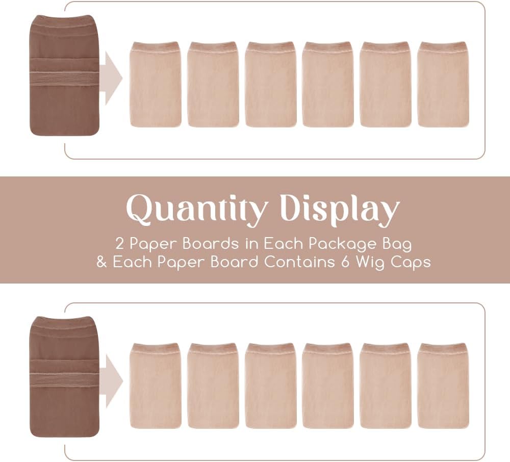 Dreamlover - bonnet perruque HD, marron foncé, 12 pièces, transparent